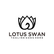 Illustration abstract Luxury swan with lotus flower logo design