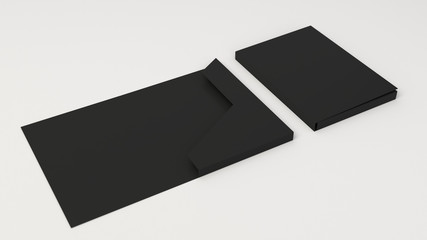 Wall Mural - Mockup of blank black cardboard folder