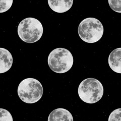 modern decorative seamless pattern with full moon