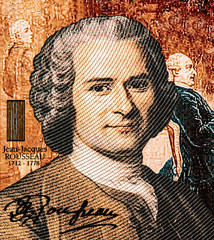 Wall Mural - Jean-Jacques Rousseau on 20 Numismas Canberra 2019 banknotes. Colbert-Jacques Augusto, Political Philosophy. Fancy polymer money. Applied Currency Concepts. Banknotes Collection