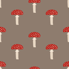 Poster - Seamless Pattern With Fly Agaric Mushrooms.