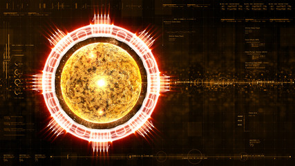 Wall Mural - advance motion graphic futuristic user interface head up display screen with holographic electromagn