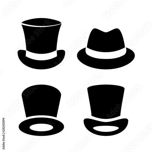 Cuadros en Lienzo Gentleman top hat vector icon set