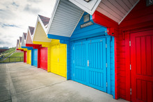 Bright, Colorful Beach Huts In Whitby, England