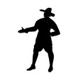 © arsvik - The American pilgrim man silhouette, black vector illustration Isolated on white background.