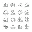 © Mykola - Landscape related icons: thin vector icon set, black and white kit