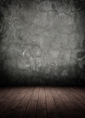 concrete wall with wooden floor. empty interior room.