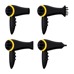 Wall Mural - Cartoon black hairdryer set