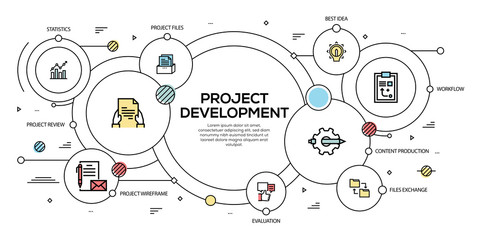 PROJECT DEVELOPMENT VECTOR CONCEPT AND INFOGRAPHIC DESIGN