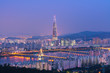 Seoul night view at Lotte world tower,South Korea.