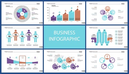 Set of financial analysis concept infographic charts. Business diagrams for presentation slide templates. For corporate report, advertising, banner and brochure design.