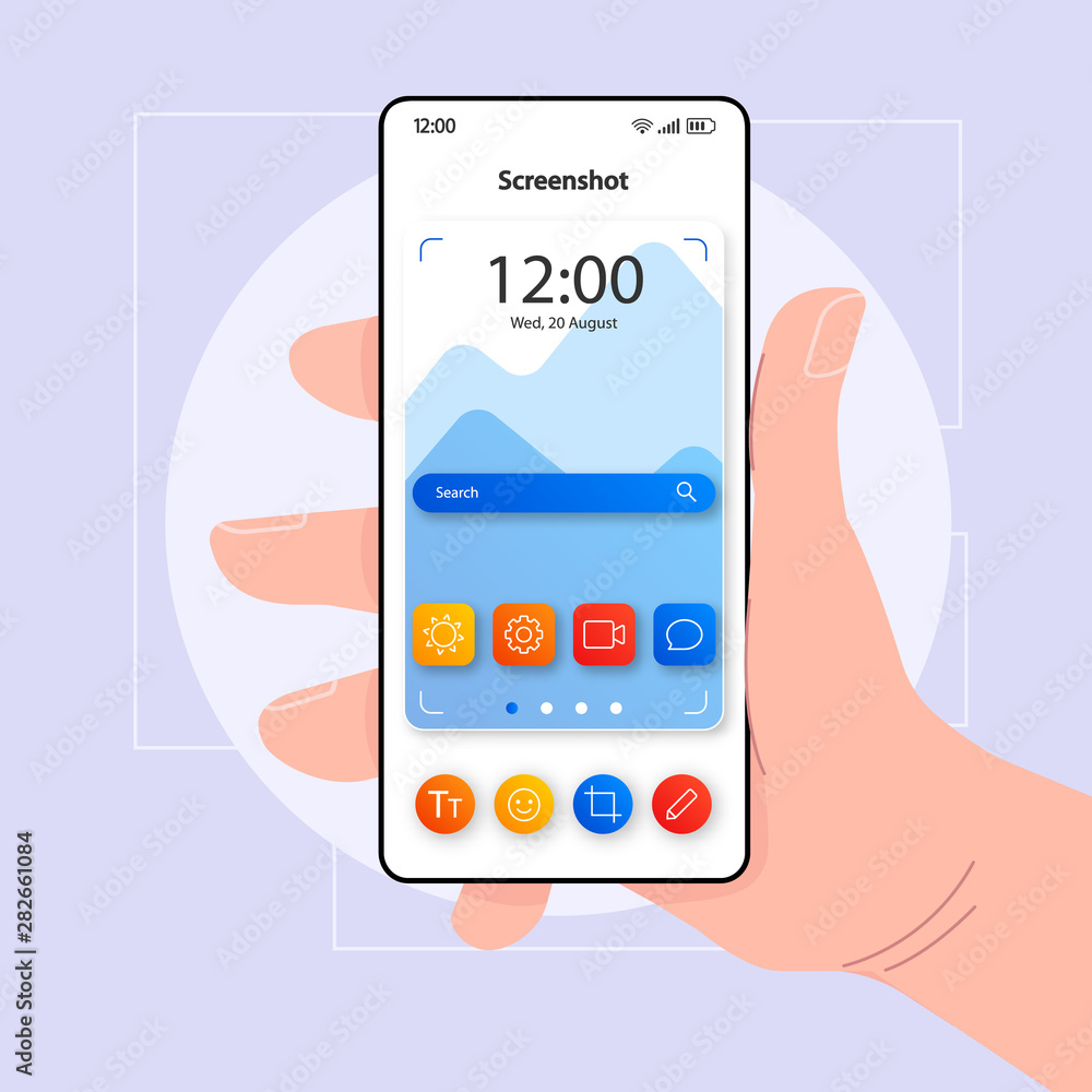 Screenshots taking smartphone interface vector template. Mobile app ...