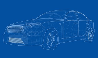 Sticker - Concept car. Vector rendering of 3d