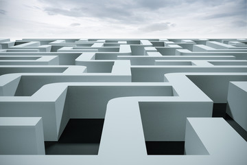 3d rendering maze with white background