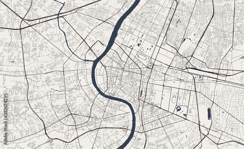 Fotomural vector map of the city of Bangkok, Krung Thep Maha Nakhon, Kingdom of Thailand