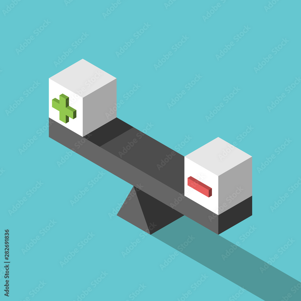 Plus, minus cubes, balance Stock Vector | Adobe Stock