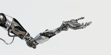 Prosthetic Handsome Robotic Arm, 3d Rendering