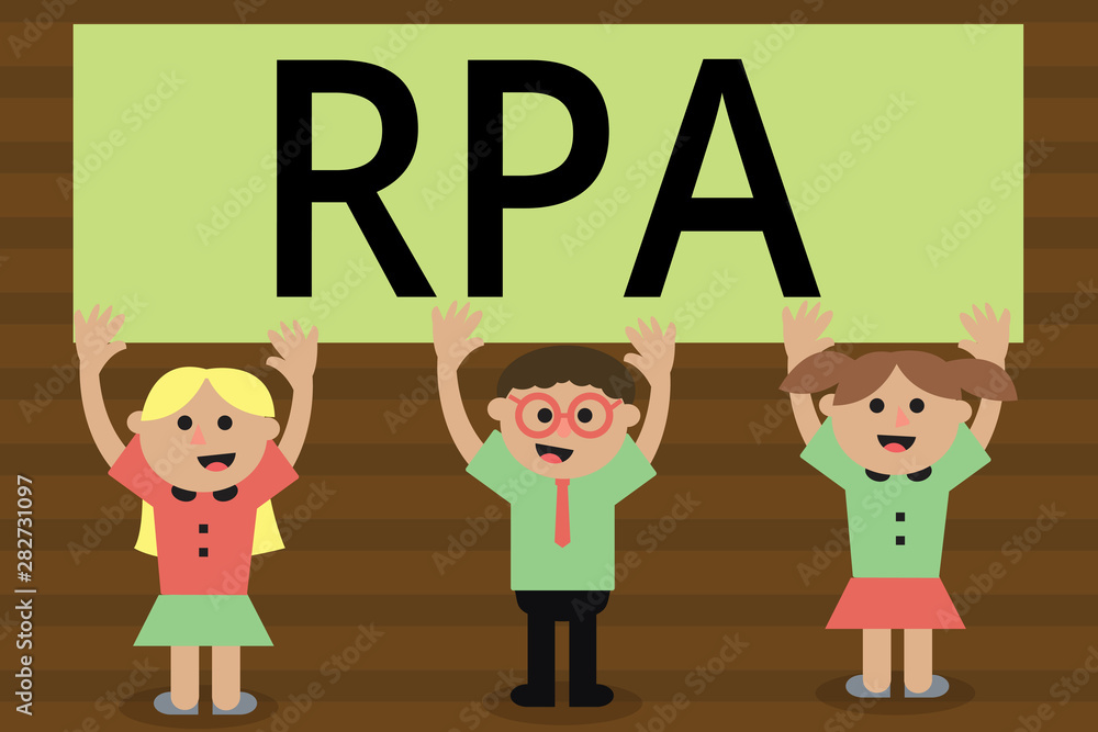 Handwriting text writing Rpa. Concept meaning The use of software with ...