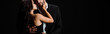© LIGHTFIELD STUDIOS - panoramic shot attractive girl hugging bearded man isolated on black