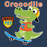 Fototapeta Dinusie - crocodile the funny skater, vector cartoon illustration