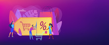Customer Attraction Marketing. Shopping Sale. Rewards Scheme. Markdown Program, Promotional Discount Program, Lowest Price Guarantee Concept. Header Or Footer Banner Template With Copy Space.