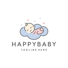 Cute Baby Sleep For Babyshop Vector Icon Logo Illustration Design