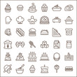 Set of bakery and dessert Icons line style. Included the icons as cake,  cupcake, oven, kitchen tools, sandwich  And Other Elements. customize color,  easy resize.