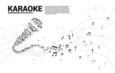 Wall Mural - Sound wave microphone icon from music note melody dancing. karaoke and concert graphic visual style concept