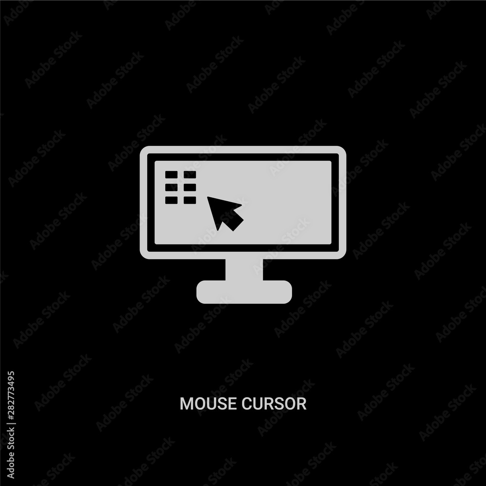 white mouse cursor vector icon on black background. modern flat mouse ...