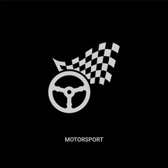 Wall Mural - white motorsport vector icon on black background. modern flat motorsport from transport concept vector sign symbol can be use for web, mobile and logo.