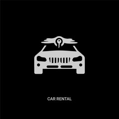 Wall Mural - white car rental vector icon on black background. modern flat car rental from signs concept vector sign symbol can be use for web, mobile and logo.