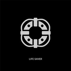 white life saver vector icon on black background. modern flat life saver from security concept vector sign symbol can be use for web, mobile and logo.