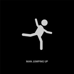 Wall Mural - white man jumping up vector icon on black background. modern flat man jumping up from people concept vector sign symbol can be use for web, mobile and logo.