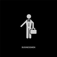 Wall Mural - white businessmen vector icon on black background. modern flat businessmen from people concept vector sign symbol can be use for web, mobile and logo.