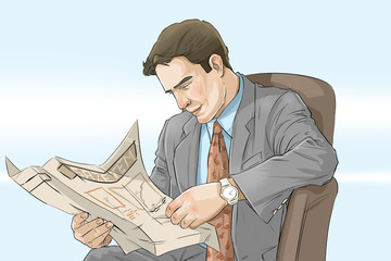 business man reading a newspaper