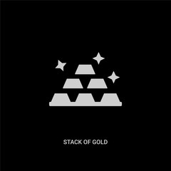 white stack of gold vector icon on black background. modern flat stack of gold from business concept vector sign symbol can be use for web, mobile and logo.