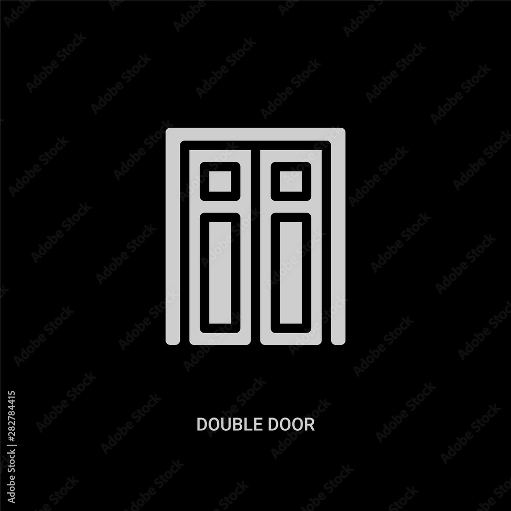 white double door vector icon on black background. modern flat double ...