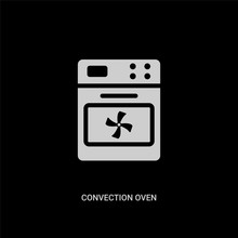 White Convection Oven Vector Icon On Black Background. Modern Flat Convection Oven From Electronic Devices Concept Vector Sign Symbol Can Be Use For Web, Mobile And Logo.