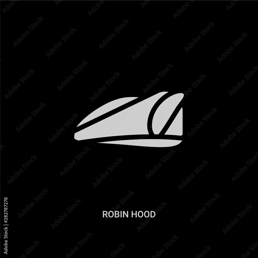 white robin hood vector icon on black background. modern flat robin ...