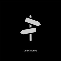 white directional vector icon on black background. modern flat directional from desert concept vector sign symbol can be use for web, mobile and logo.