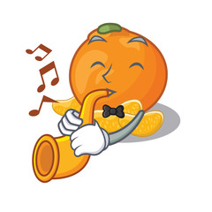 Wall Mural - With trumpet tangerine with in the mascot shape