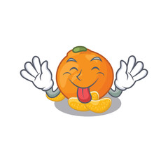 Sticker - Tongue out tangerine isolated with in the cartoon