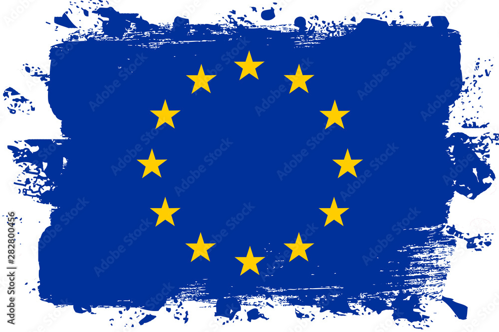 Malowana flaga Unii Europejskiej - obrazy, fototapety, plakaty 