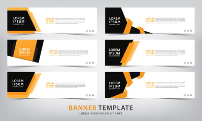 Wall Mural - set of six abstract orange web banner templates, vector illustration
