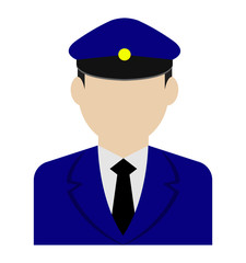 Canvas Print - Young male worker avatar flat illustration (upper body) / police man, bus driver