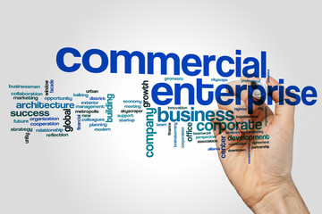 Wall Mural - Commercial enterprise word cloud concept on grey background