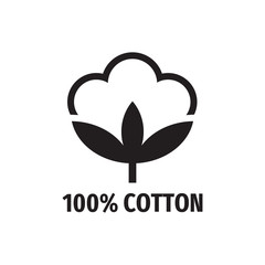 100% cotton - web black icon design. natural fiber sign. vector illustration.