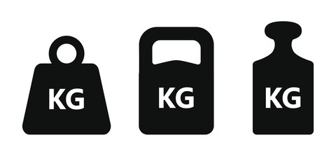 weights graphic icons set. kg signs isolated on white background. kilogram symbols. vector illustrat
