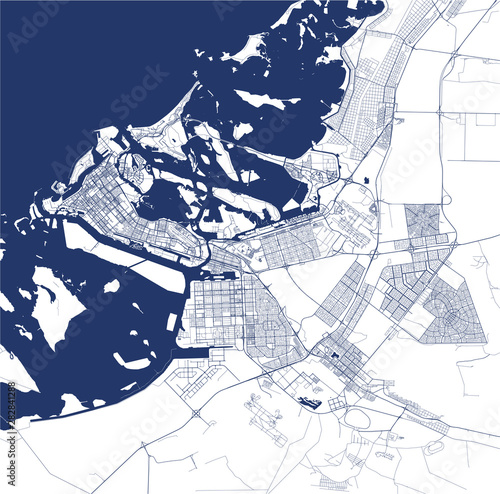 Cuadros en Lienzo map of the city of Abu Dhabi, United Arab Emirates UAE