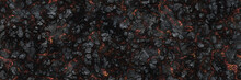 Burned Charcoal- Glowing Surface Of The Coals. Abstract Nature P